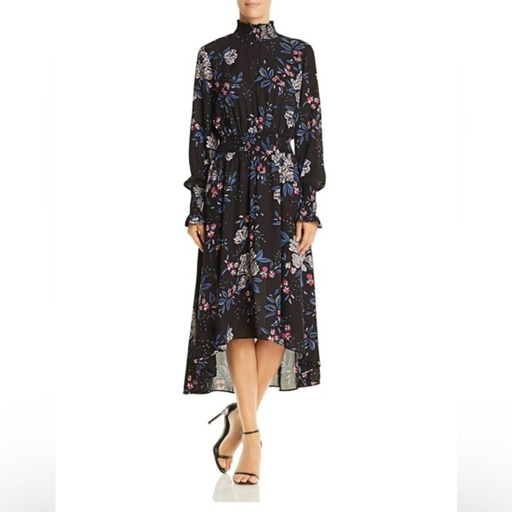 Nanette Lepore Midi Dress Womens Size 4 Mystique Blue Multi Spring Bloom Floral